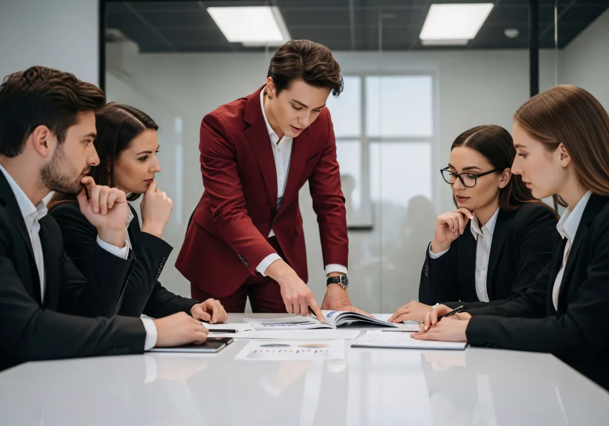 Equipe em reunião de estratégia empresarial